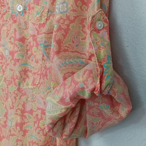 Lauren Ralph Lauren Coral Paisley Womens Long Sleeve Button Down Shirt sz S - Picture 6 of 8